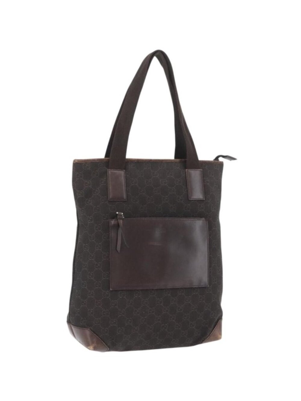 GUCCI GG Canvas Tote Bag Brown Silver 28892